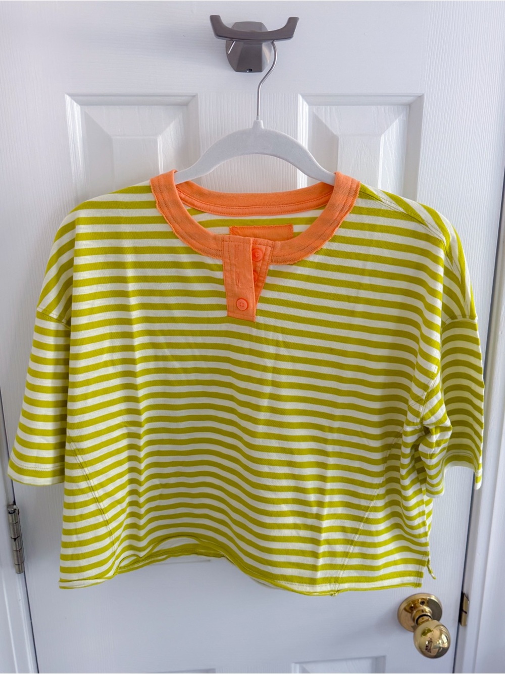 NWT Aerie Remix Henley Cropped T-Shirt XS Lime Slush